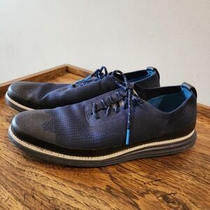 Cole Haan Dress Shoes Mens Size 10.5M Blue Knit Oxford‎ Weatherproof Lightweight
